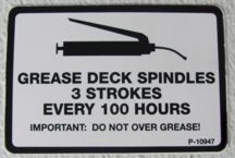 Decal, Grease Deck Spindles P-10947